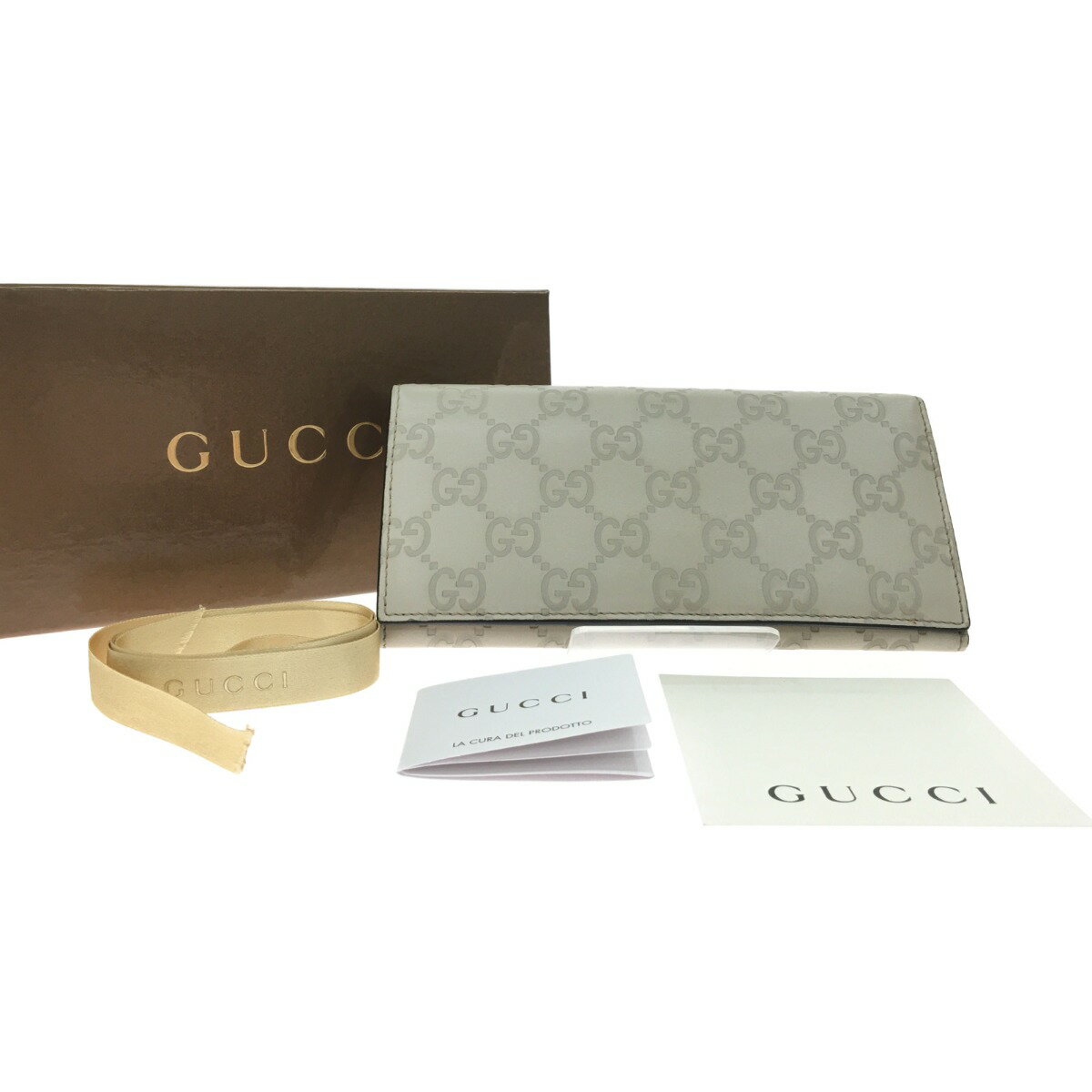 ▼▼【中古】GUCCI グッチ メンズ 二つ折り長財布 グッチシマ 146229 アイボリー Bランク