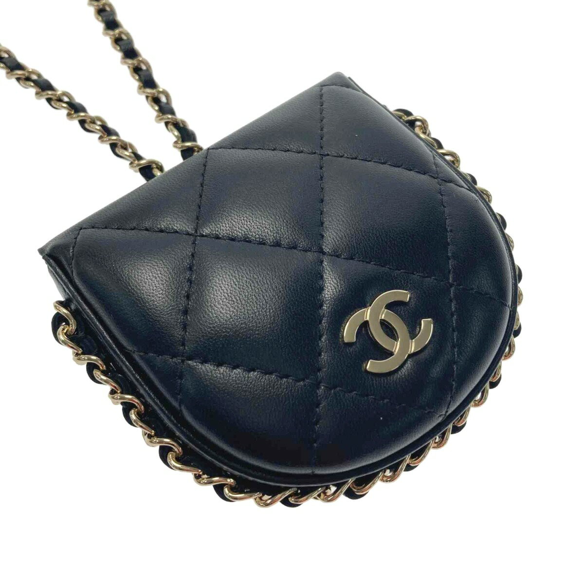 ☆☆【中古】CHANEL シャネル マトラッセ チェーンウォレット AP2098 ブラック コインケース ラムスキン Bランク