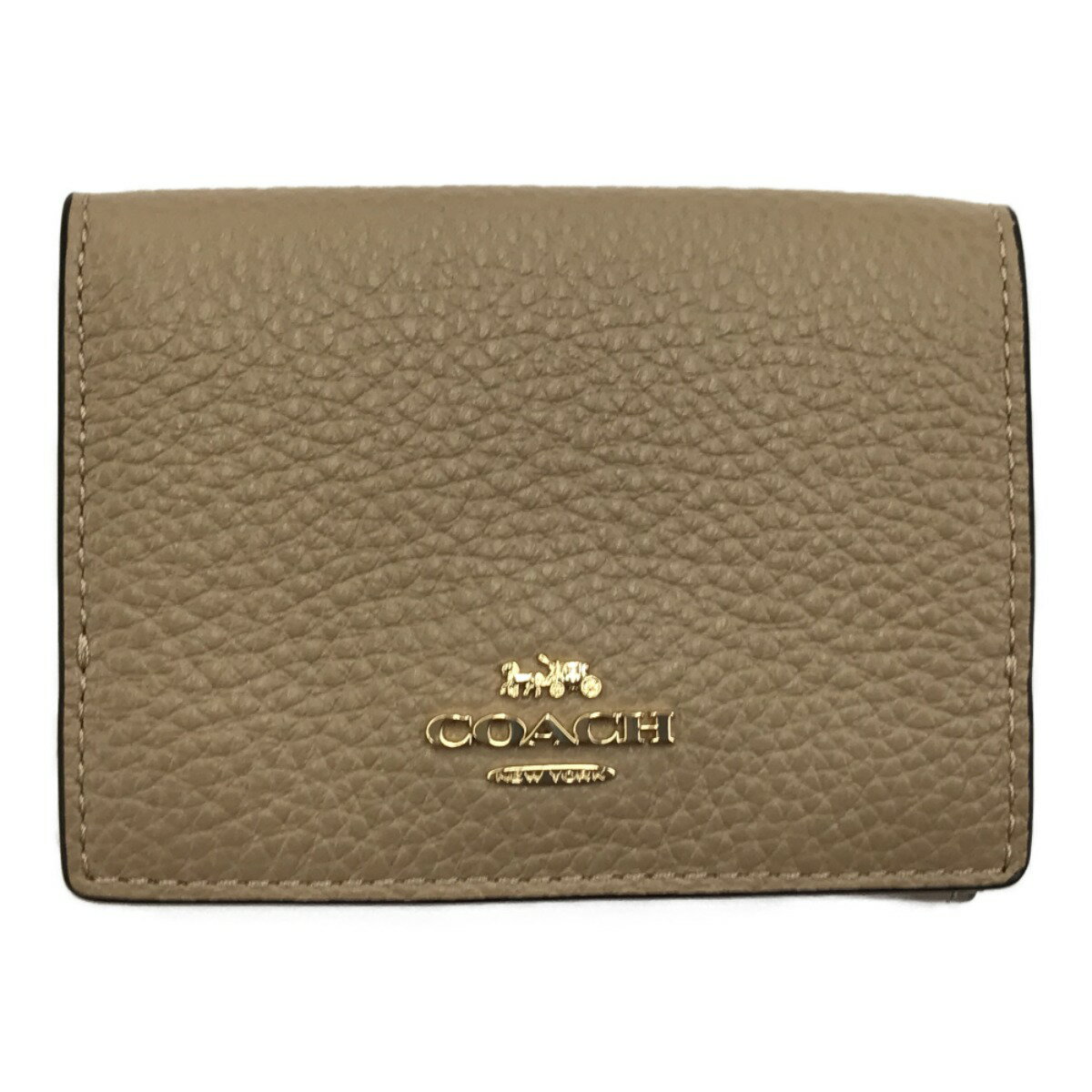 ##【中古】COACH コーチ 3つ折り財布 シンプル レザー ミニ財布 88666 ベージュ×ボルドー Aランク