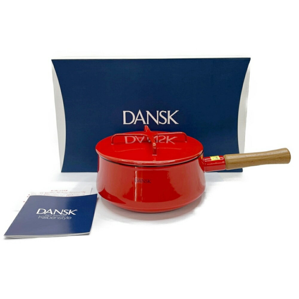 ◆◆【中古】DANSK ダンスク 18cm 鍋 片手鍋 DANSK 18cm ホーロー鍋　ガス火・IH対応 チリレッド Sランク