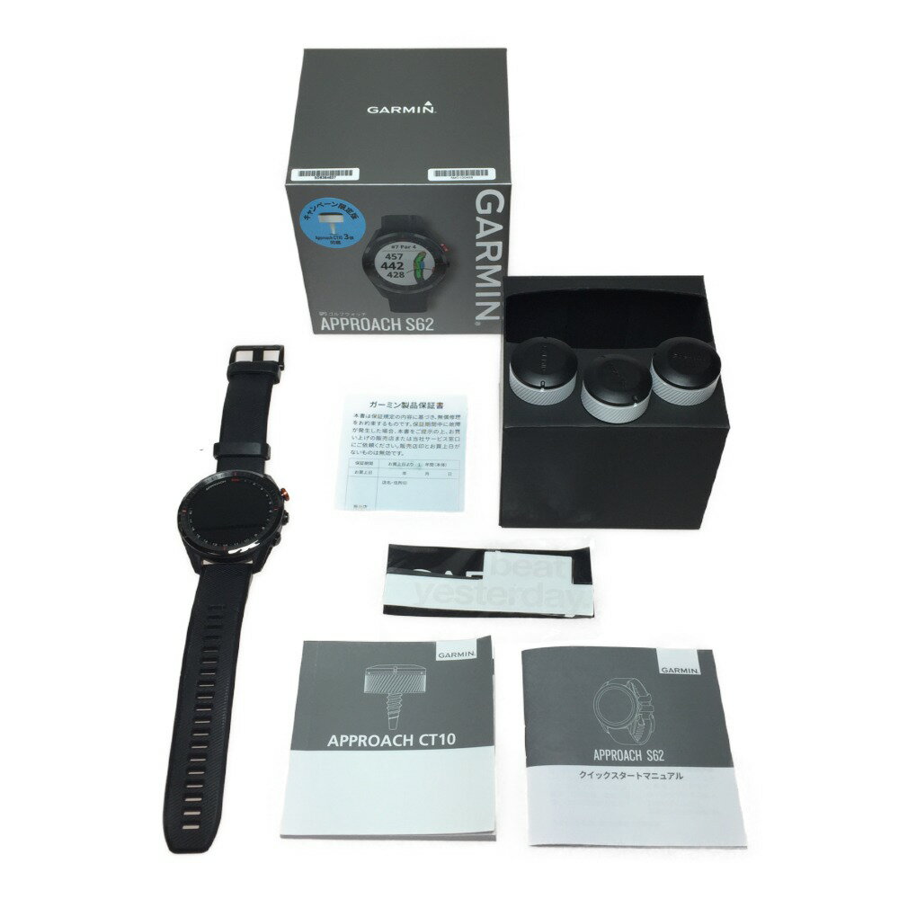 ◎◎【中古】GARMIN ガーミン GPSゴルフウォッチ APPROACH アプローチ S62 Approach CT10 3個付 チャージングケーブル欠品 Bランク