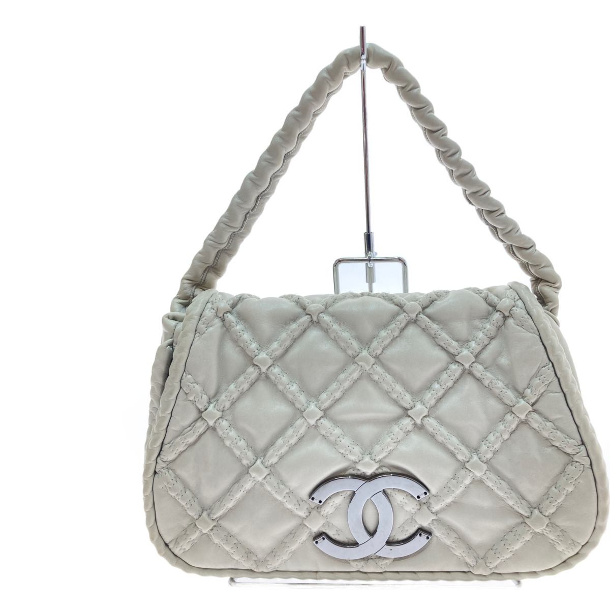 □□【中古】CHANEL シャネル ハンドバッグ　ウルトラステッチ アイボリー Bランク