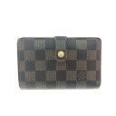 ▼▼【中古】LOUIS VUITTON ルイヴィトン ダミエ ポルトフォイユ ヴィエノワ がま口 二つ折り財布 N61674 ブラウン Bランク