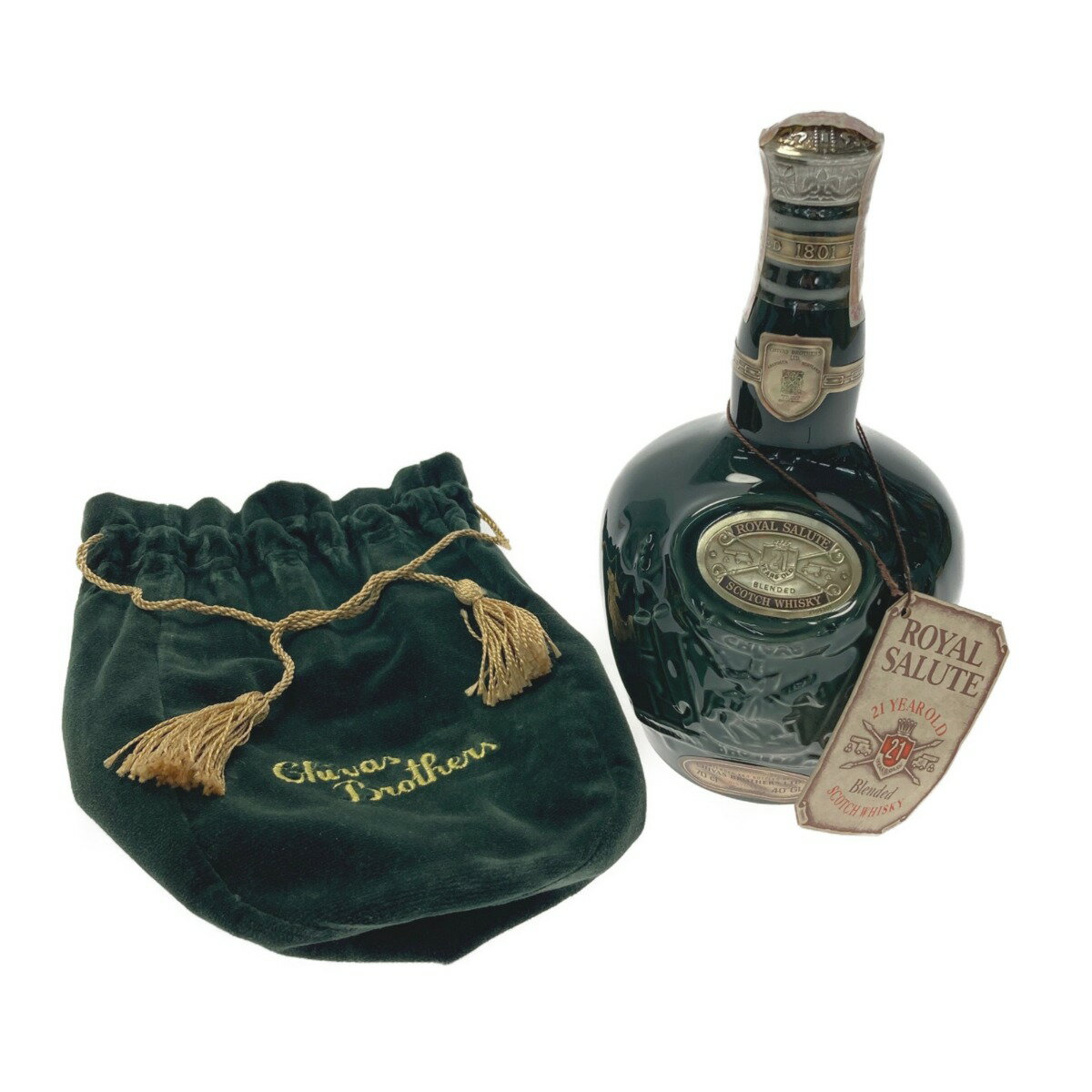 ☆☆【中古】CHIVAS REGAL シーバス リーガル ロイヤルサルート 21年 緑 陶器 古酒 700ml 40度 布袋有 ROYAL SALUTE Nランク 未開栓