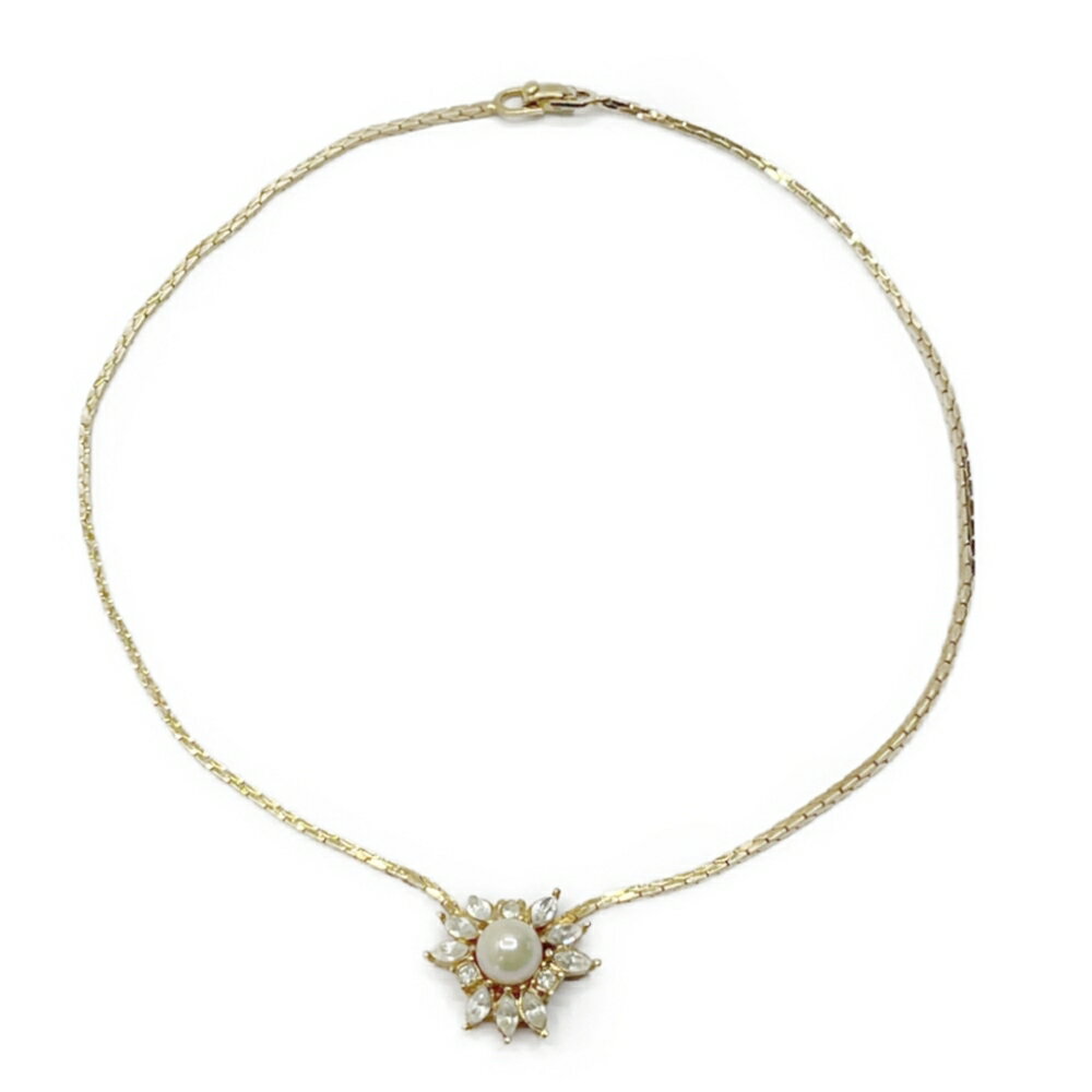 ◆◆【中古】Christian Dior クリスチャンディオール ネックレス　アンティーク　パール　花モチーフ Aランク