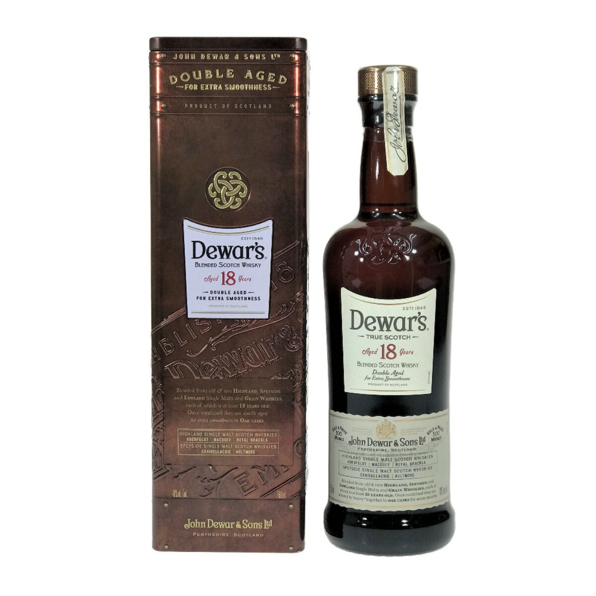 ##【中古】dewar's デュワーズ 18年 ブレンデッド スコッチ ウイスキー 43度 750ml ダブルエイジ Nランク 未開栓