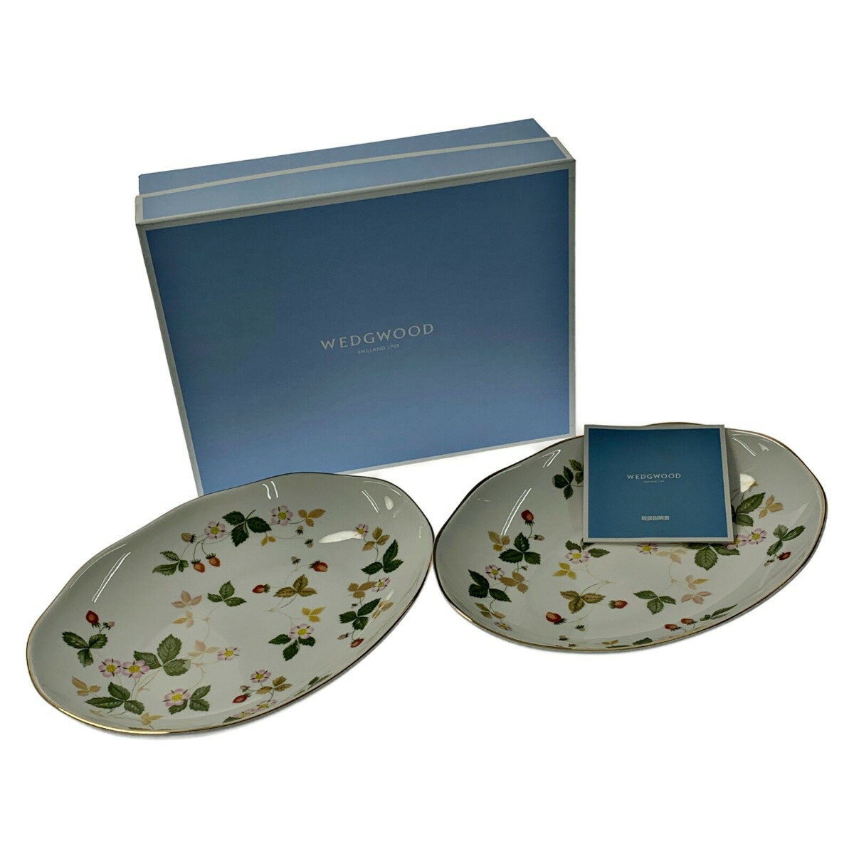 ☆☆【中古】Wedgwood ウェッジウッド 《ワイルドストロベリー オーバルディッシュ 》2枚セット / 銘々皿 / 盛り皿 Aランク