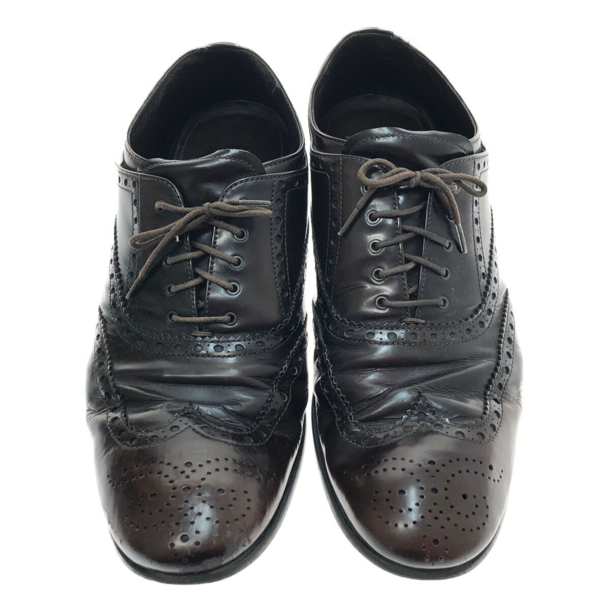 □□【中古】PRADA プラダ レザーシューズ SIZE 27 2EA038 ダークブラウン Cランク