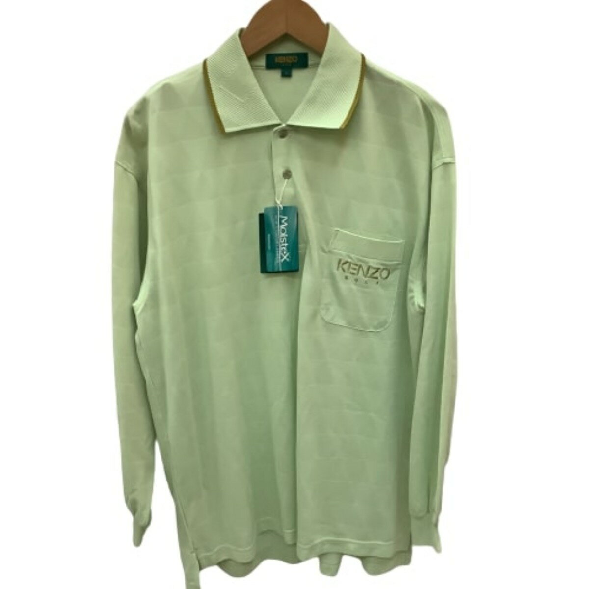 ♪♪【中古】KENZO ケンゾー GOLF ゴルフ メンズ 長袖ポロシャツ SIZE 4 黄緑 Sランク