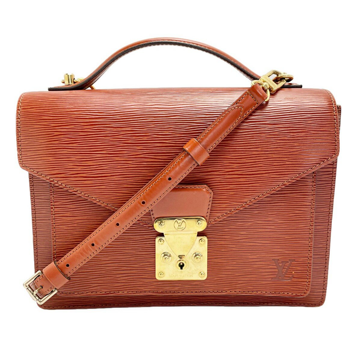 ☆☆【中古】LOUIS VUITTON ルイヴィトン エピ モンソー セカンドバッグ ショルダーバッグ M52123 ブラウン ゴールド金具 レディース Bランク