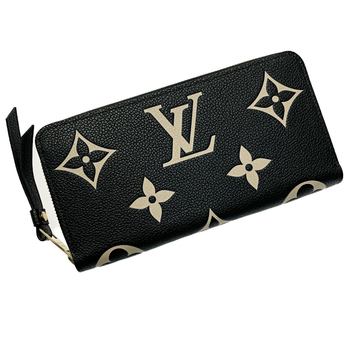 ☆☆【中古】LOUIS VUITTON ルイヴィトン モノグラム アンプラント ジッピーウォレット M80481 ブラック×ベージュ レディース 箱・布袋有 Aランク