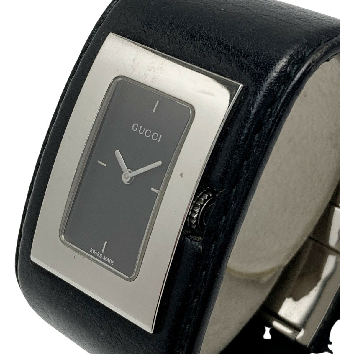 ☆☆【中古】GUCCI グッチ バングルウォッチ レザー 7800L ブラック クォーツ レディース 腕時計 Bランク
