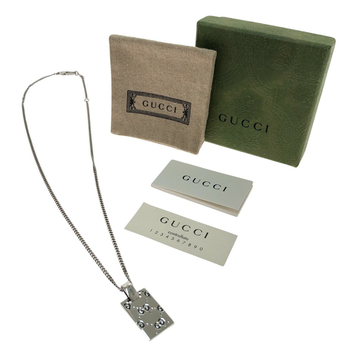 □□【中古】GUCCI グッチ シルバー ペンダント ネックレス〔グッチゴースト〕 455315 J8400 Bランク