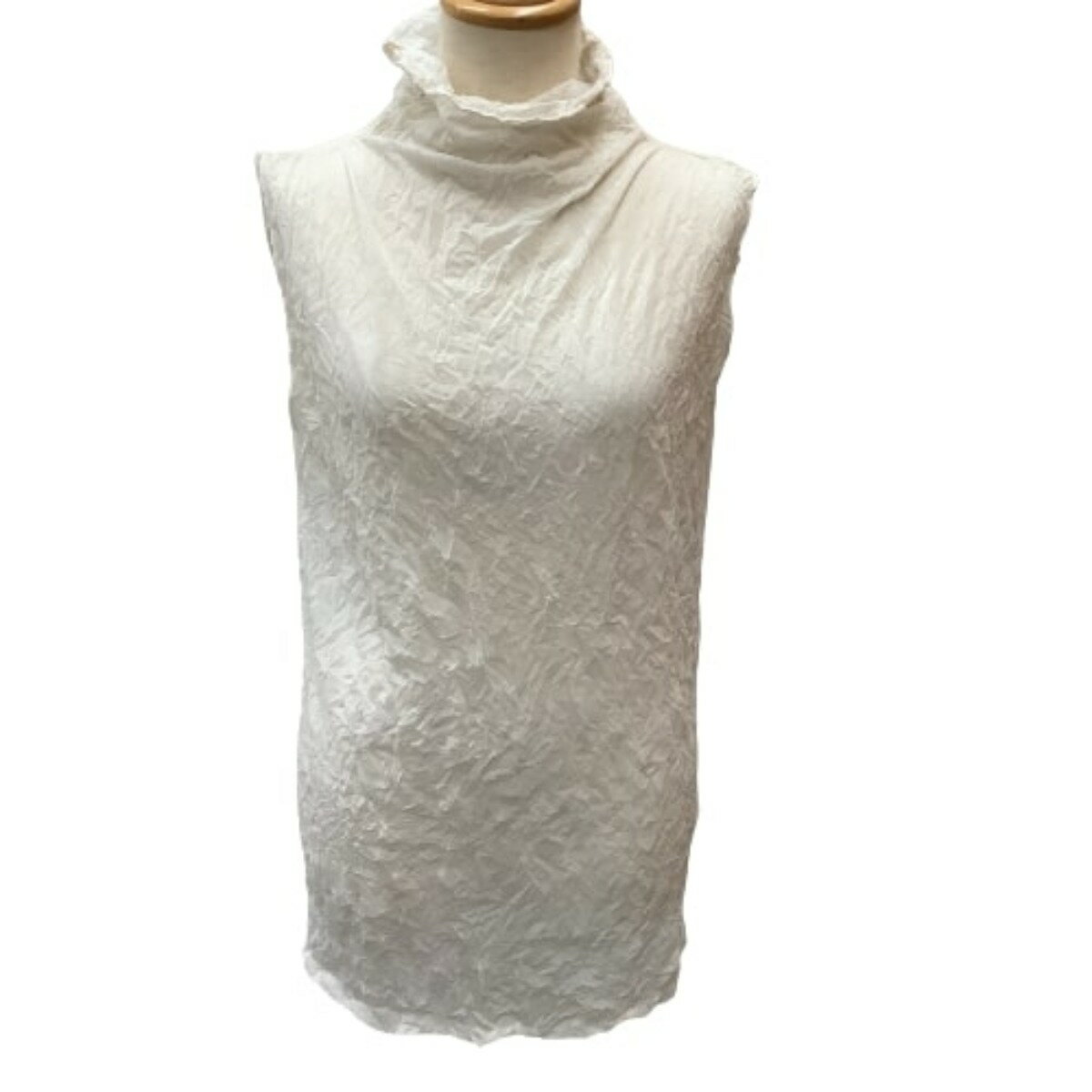 ♪♪【中古】ISSEY MIYAKE イッセイミヤケ ノースリーブカットソー シワ加工 SIZE M IM63-JK102 ホワイト Bランク