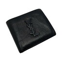 ☆☆【中古】SAINT LAURENT サンローラン 2つ折り財布 YSLロゴ 型押し 463249 ブラック レザー Bランク