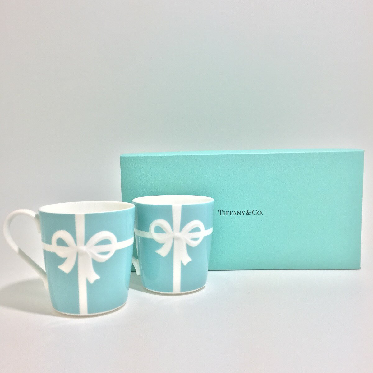 ◎◎【中古】Tiffany & Co. ティファニー ブルーリボンボックス マグカップ ボーンチャイナ 225ml 中古品 Aランク