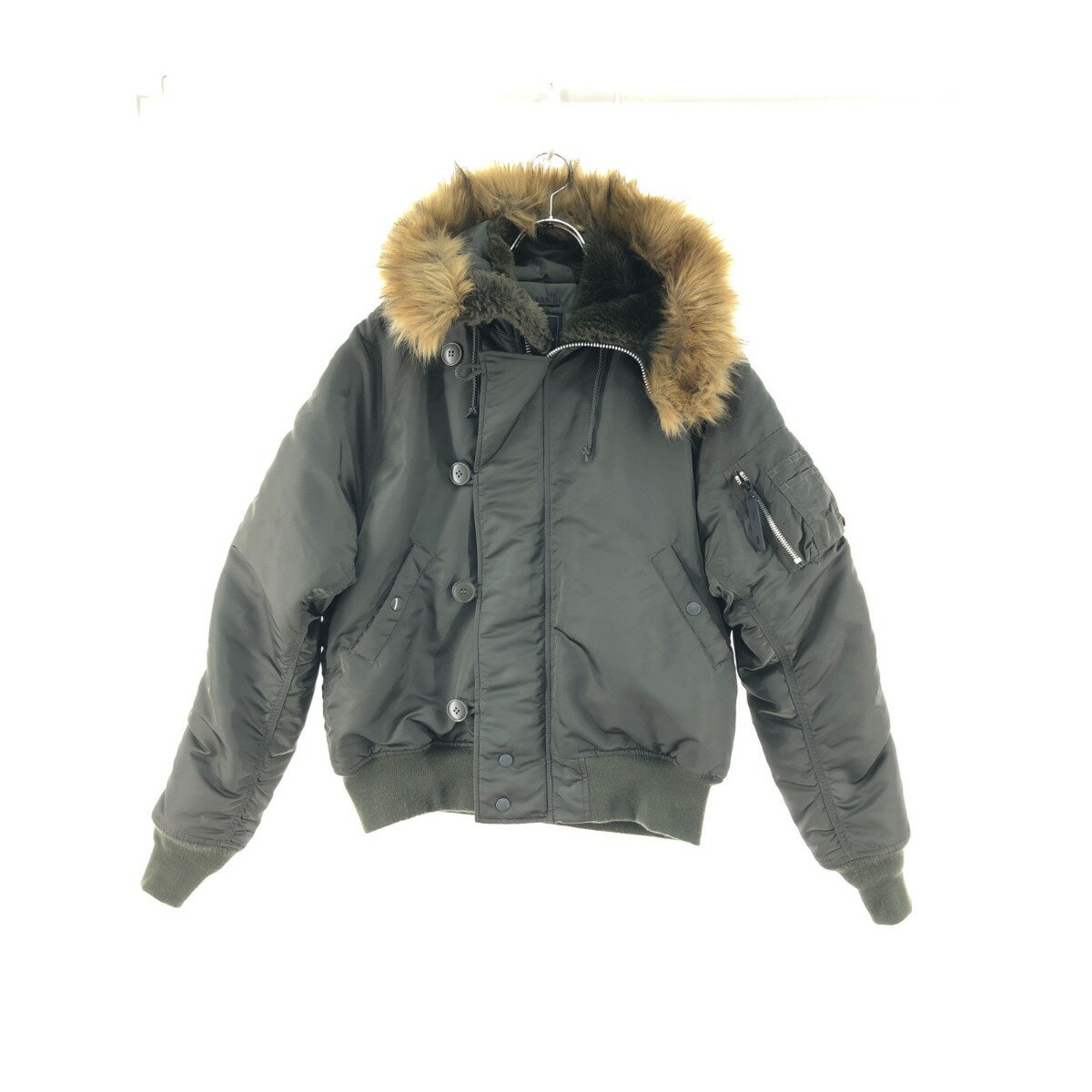 ▼▼【中古】ALPHA INDUSTRIES メンズ フライトジャケット N-B2 ファー付 フード カーキ Bランク