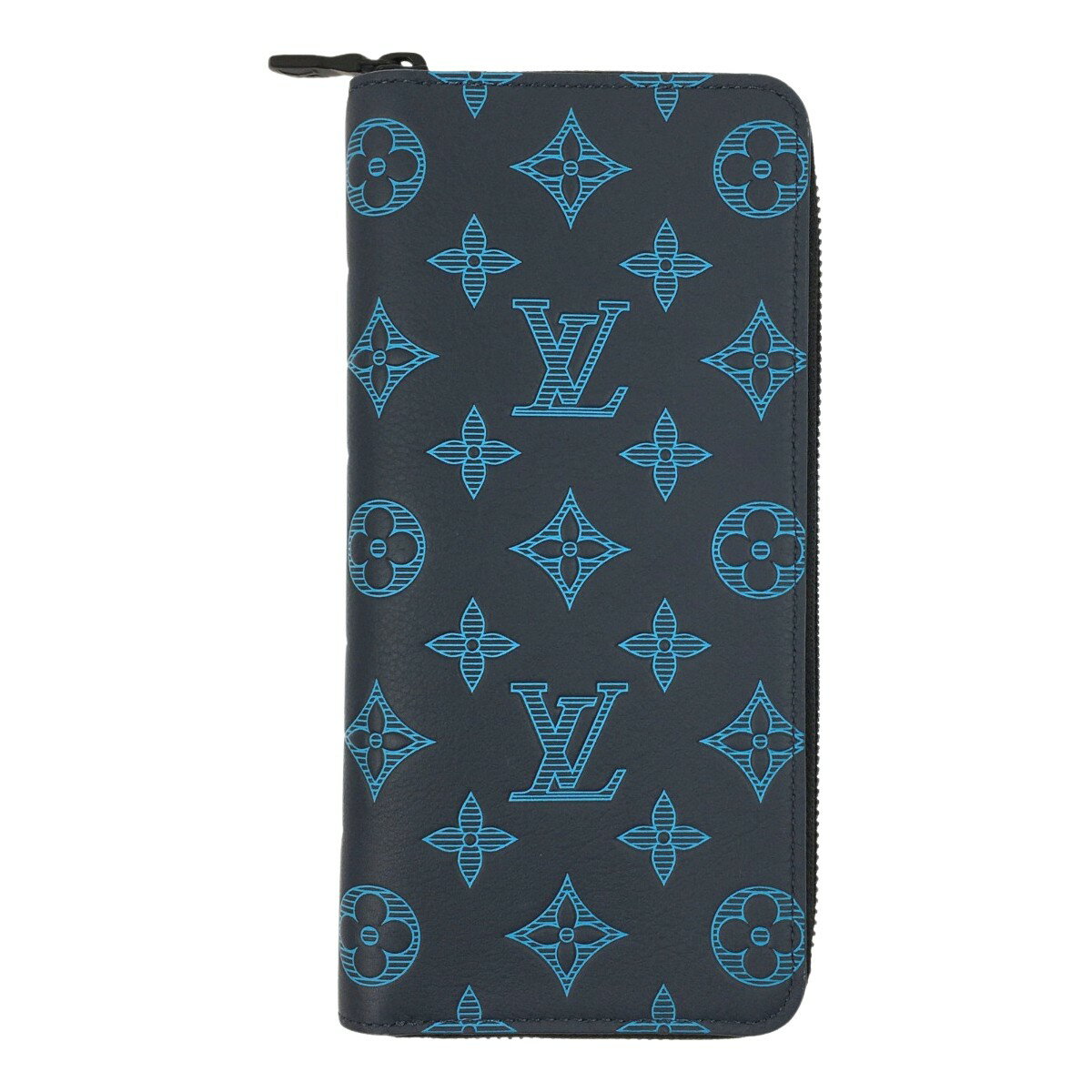 ▽▽【中古】LOUIS VUITTON ルイヴィトン モノグラム・シャドウ ジッピーウォレット ヴェルティカル M82322 ネイビー Aランク