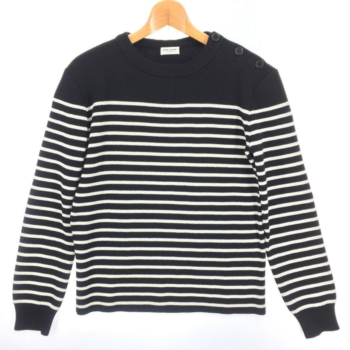 $$【中古】SAINT LAURENT(Yves Saint Laurent) メンズ ニット セーター SIZE M ブラック×ホワイト Bランク