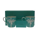 ☆☆【中古】Tiffany & Co. ティファニー 《 リボン ブルー ボックス マグカップ 》2客 / Tiffany & Co. Aランク