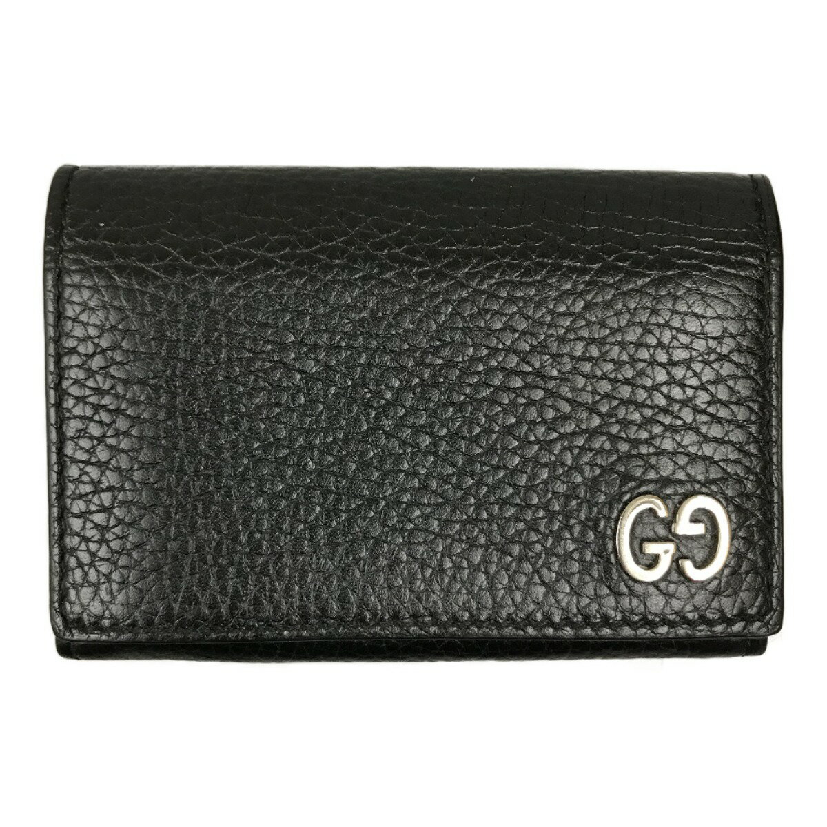 ##【中古】GUCCI グッチ カードケース/名刺入れ レザー GG 473923 ブラック Cランク