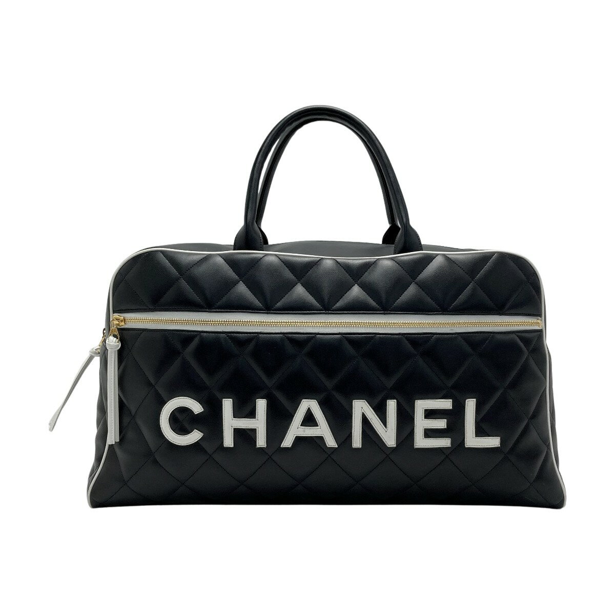 ☆☆【中古】CHANEL シャネル マトラッセ ロゴ ボストンバッグ A05943 ブラック スポーツライン カーフ ギャランティカード有 Bランク