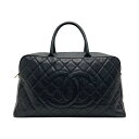 ☆☆【中古】CHANEL シャネル マトラッセ ボストンバッグ ラージ ブラック キャビアスキン ココマーク ゴールド金具 Cランク