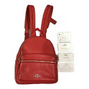 ##【中古】COACH コーチ Mini Charlie Backpack in Pebble Leather ミニ チャーリー リュック F38263 レッド Cランク