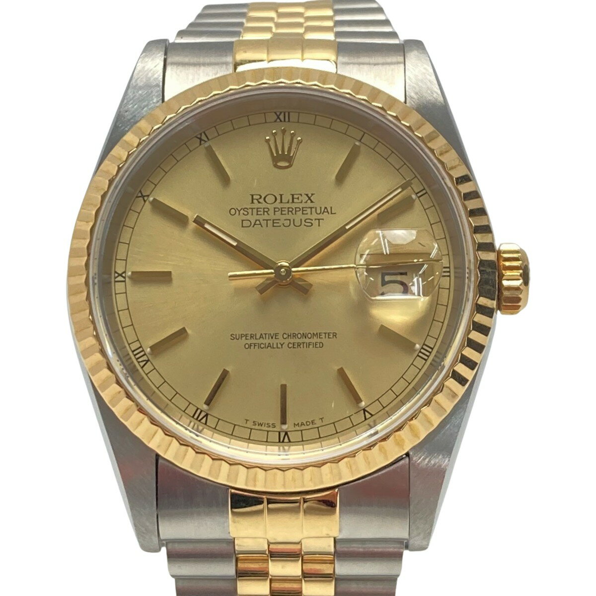 ☆☆【中古】ROLEX ロレックス デイトジャスト T番 K18YG×SS 16233 シャンパンゴールド 自動巻き メンズ 腕時計 Bランク