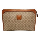 ☆☆【中古】CELINE セリーヌ マカダム ベージュ×ブラウン クラッチバッグ レディース メンズ ヴィンテージ Bランク