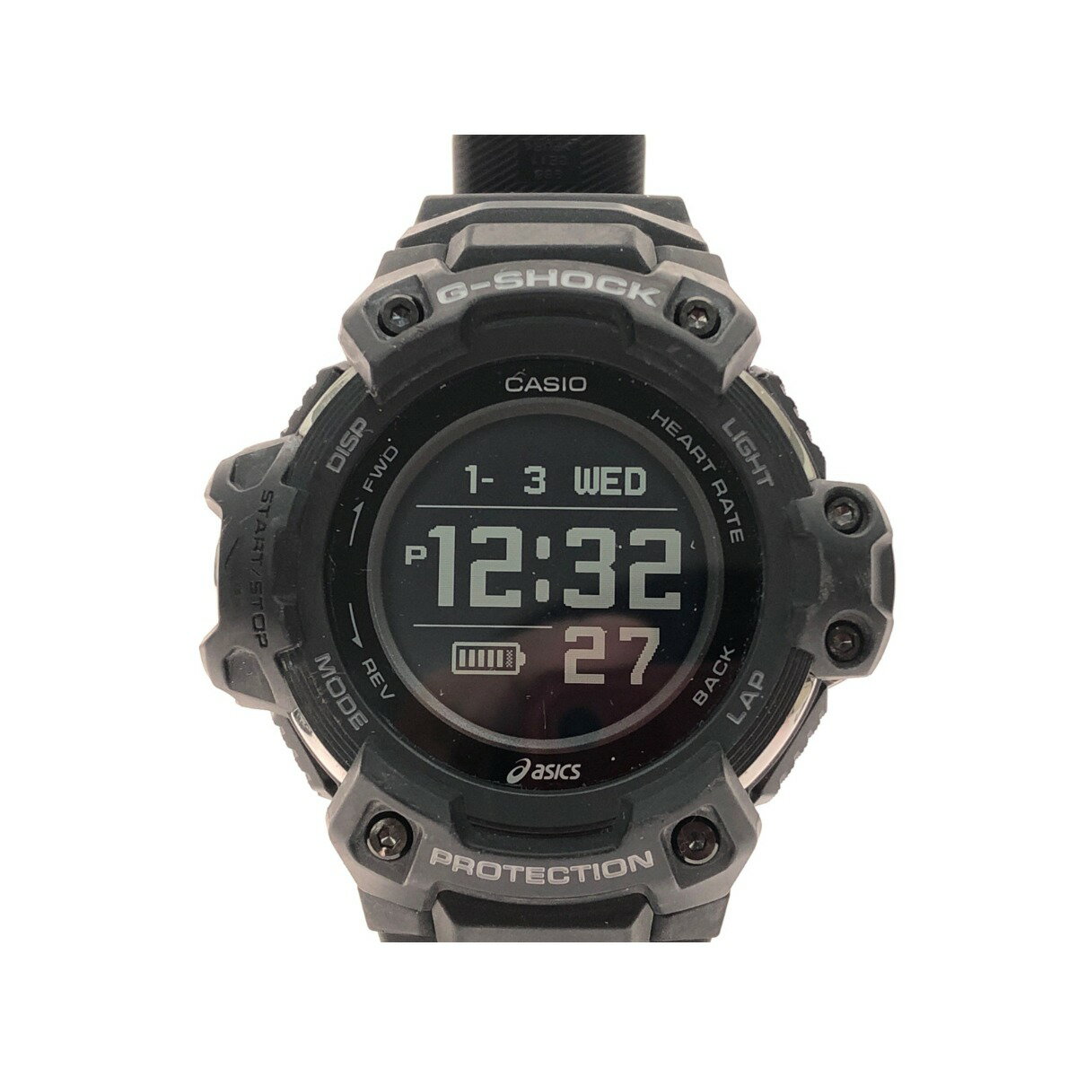 ▼▼【中古】CASIO カシオ メンズ デジタルウォッチ G-SHOCK クオーツ アシックスコラボ ランニングウォッチ GSR-H1000 ブラック Bランク