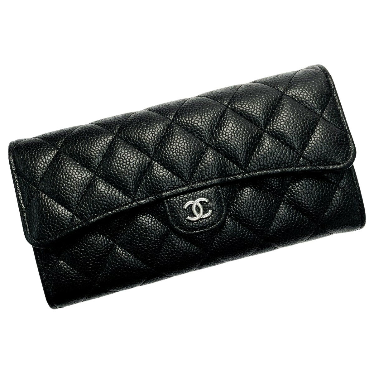 ☆☆【中古】CHANEL シャネル マトラッセ クラッシック AP0241 ブラック 長財布 レディース キャビアスキン 箱・布袋・ギャランティカード有 Bランク