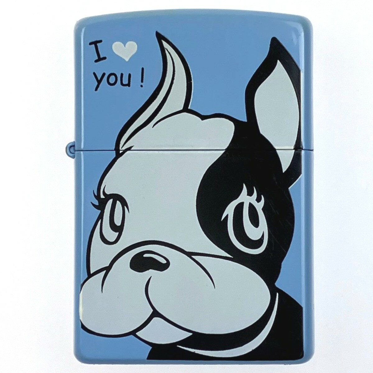 ▽▽【中古】 ZIPPO フレンチブルドッグ ブルー 3面加工 ジッポー Bランク