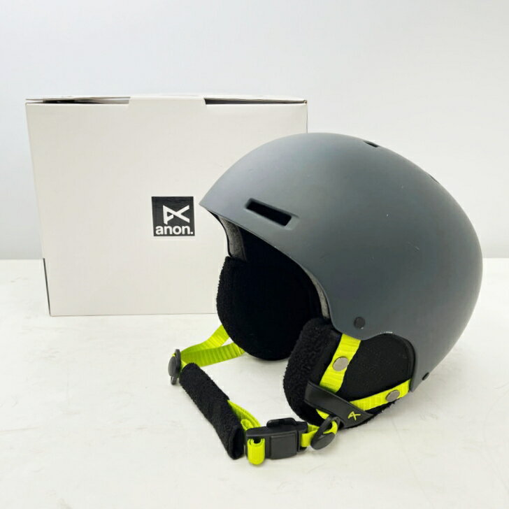 ◆◆【中古】anon アノン スキースノーボード ヘルメット キッズ　L-XL(52-55cm) グレー/ライム Bランク