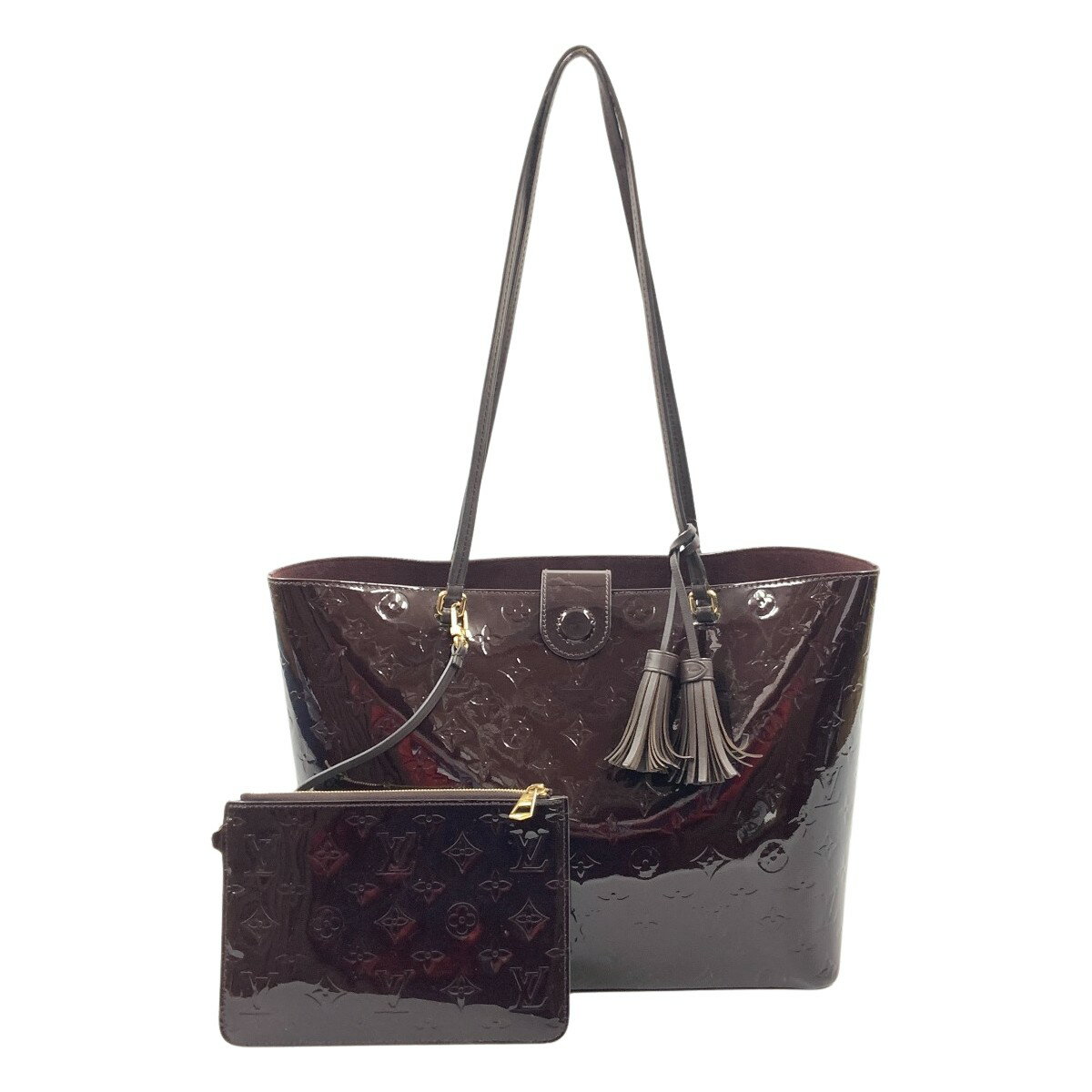 〇〇【中古】LOUIS VUITTON ルイヴィトン モノグラム ヴェルニ ロング ビーチMM トートバッグ M90475 パープル Bランク