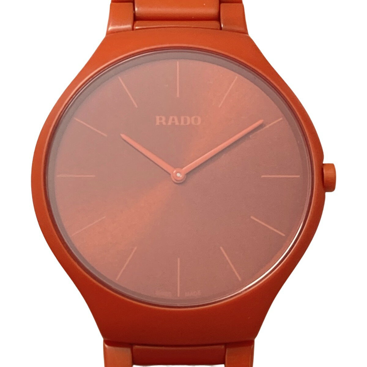 ☆☆【中古】RADO ラドー True Thinline Les Couleurs 世界限定999本 オレンジ クォーツ メンズ 腕時計 箱・取説有 Aランク