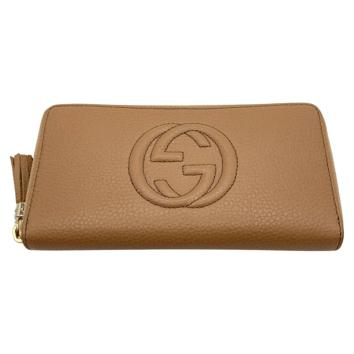 ◎◎【中古】GUCCI グッチ GG ラウンドファスナー財布 レディース レザー タッセルチャーム付 598187・525040 ベージュ 本体のみ Bランク