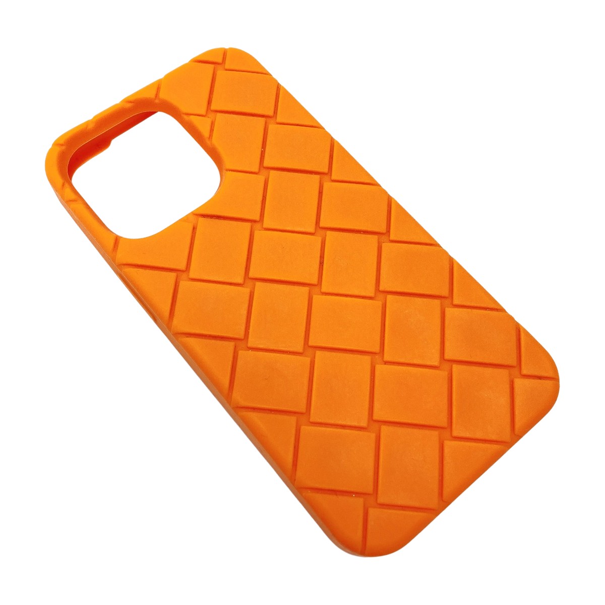 ☆☆【中古】BOTTEGA VENETA ボッテガヴェネタ イントレチャート iPhoneケース 13Pro オレンジ ラバーシリコン Bランク