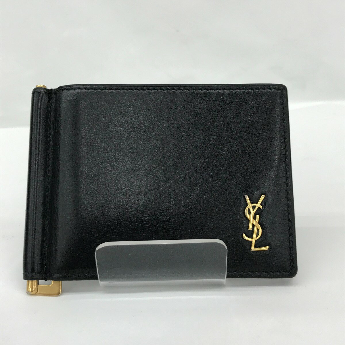 ■■【中古】Yves Saint Laurent イブサンローラン マネークリップ 二つ折り 本体のみ MRT607738 ブラック Bランク