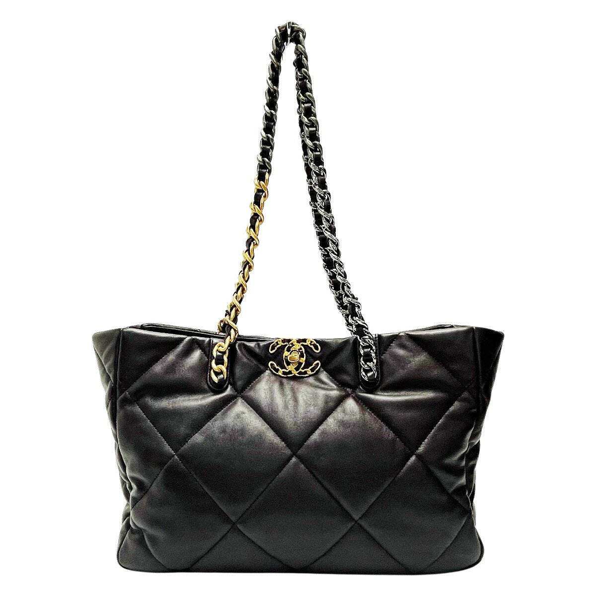 ☆☆【中古】CHANEL シャネル CHANEL 19 AS3660 ブラウン チェーントートバッグ シャイニーラムスキン レディース Bランク