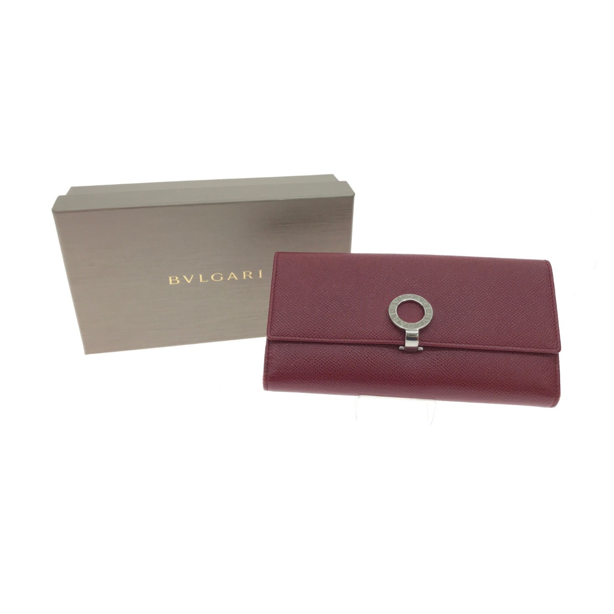 ▼▼【中古】BVLGARI ブルガリ 長財布 ロゴクリップ ルビーレッド 33744 Bランク