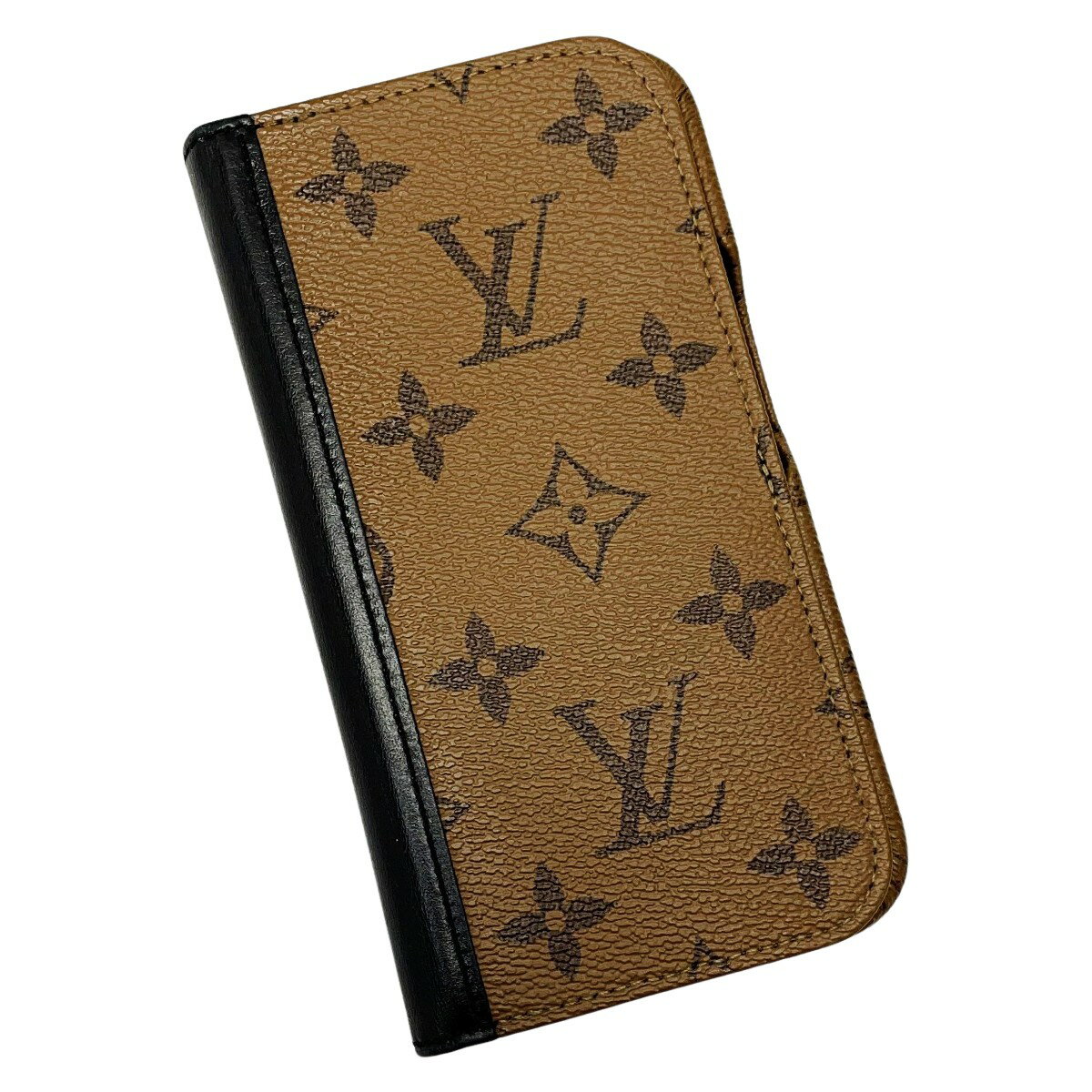 ☆☆【中古】LOUIS VUITTON ルイヴィトン モノグラム・リバース フォリオ for 14PRO ブラウン×ブラック iPhoneケース レディース Bランク