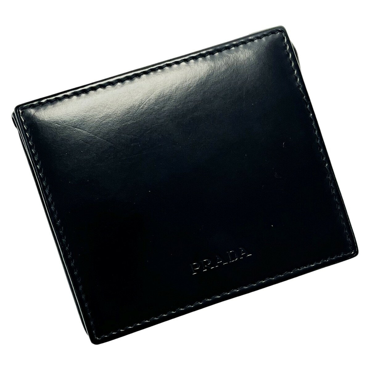 ☆☆【中古】PRADA プラダ コインケース M634 ブラック レディース シルバー金具 ギャランティカード有 Cランク