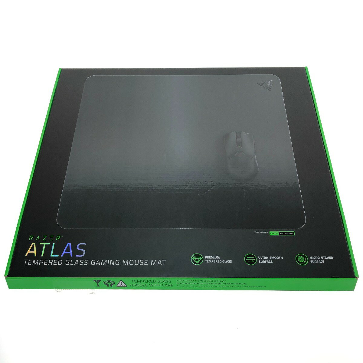 □□【中古】ATLAS アトラス 強化ガラス ゲーミングマウスパッド RZ02-04890100-R3M1 ブラック Bランク