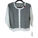 ##【中古】Equal_One コットンシャツ 七分袖 フリーサイズ 2022109 ホワイト x グレー Sランク