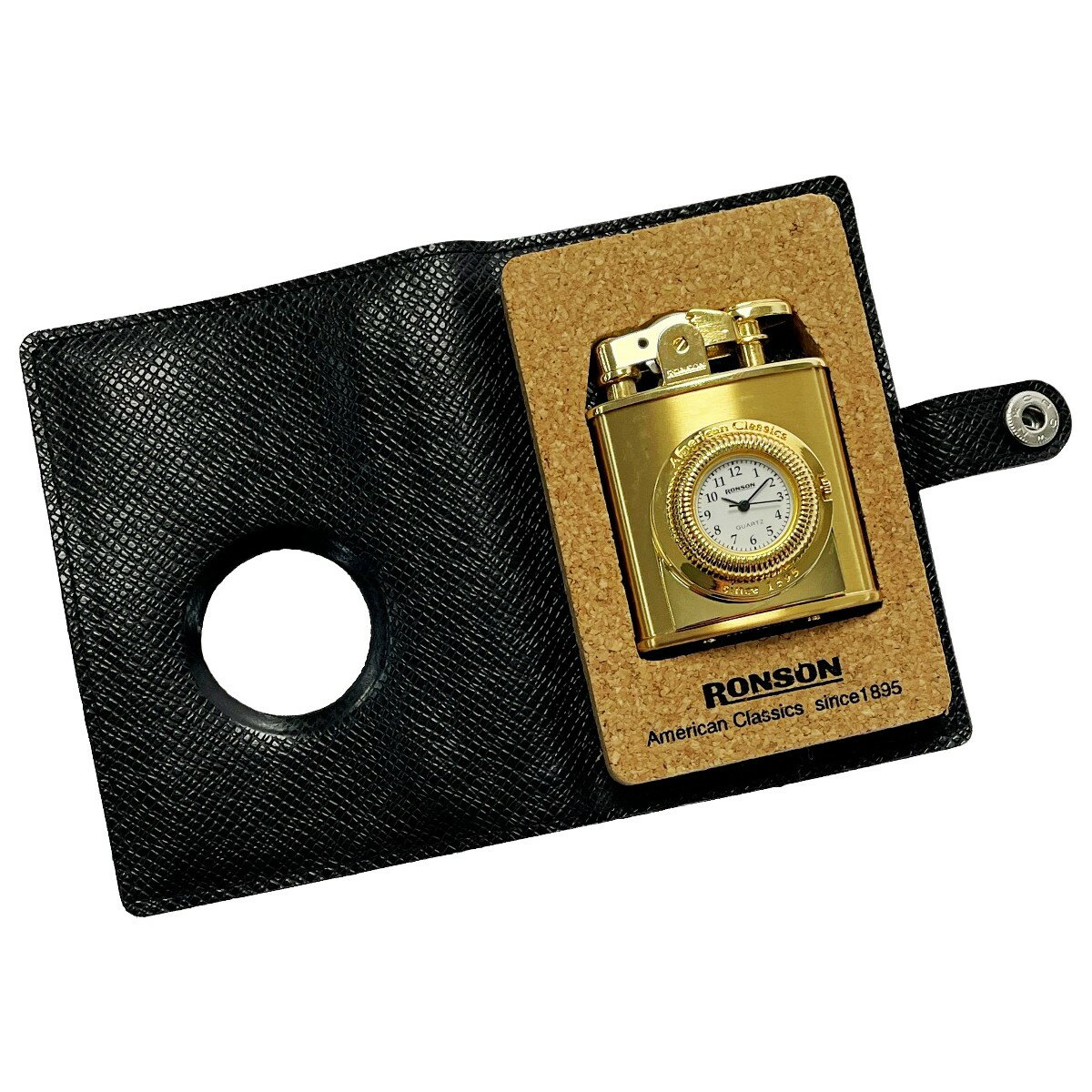 ☆☆【中古】RONSON ロンソン オイルライター ゴールド 時計・手帳風保存ケース付 Bランク