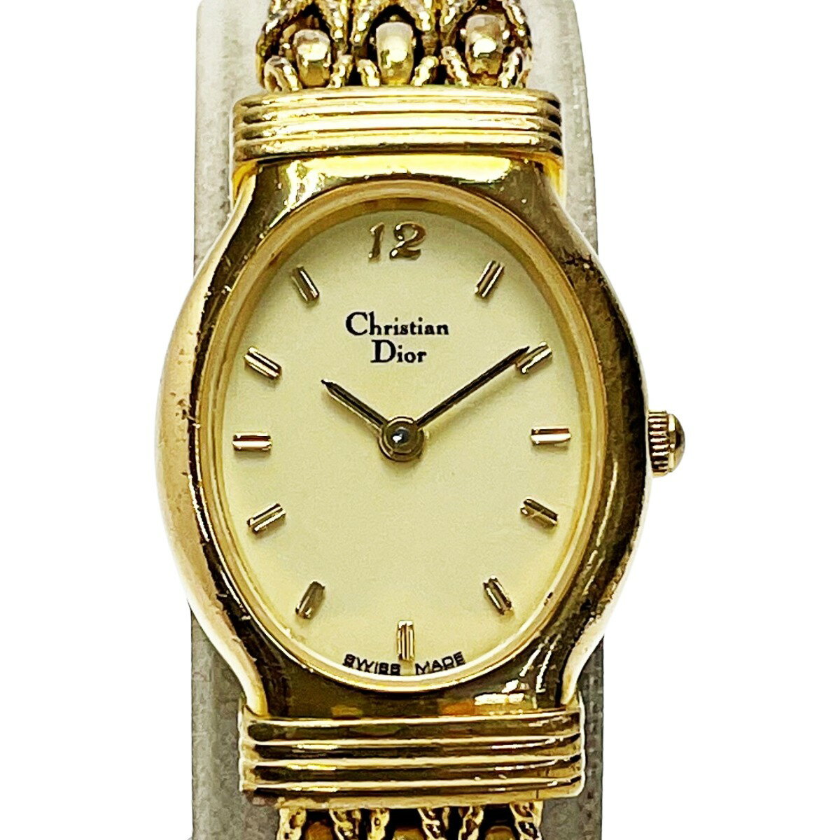 ☆☆【中古】Christian Dior クリスチャンディオール ブレスウォッチ 3055 ゴールド クォーツ レディース 腕時計 Cランク
