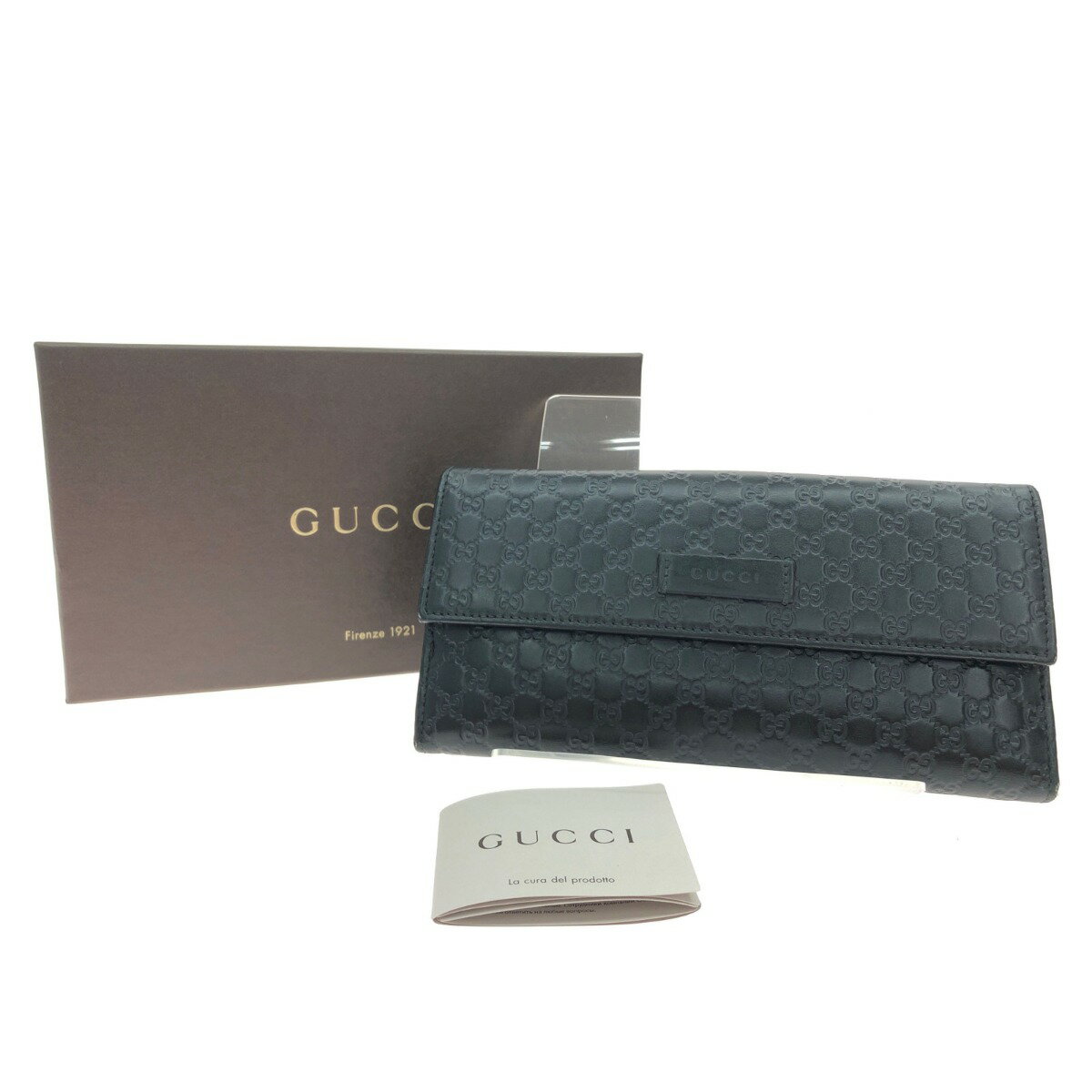 ▼▼GUCCI グッチ ユンセックス 長財布 マイクログッチシマ レザー Wホック 449393 ブラック Bランク