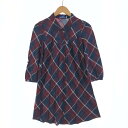 〇〇【中古】BURBERRY BLUE LABEL バーバリーブルーレーベル レディース シャツ サイズ36 レッド×ネイビー Bランク