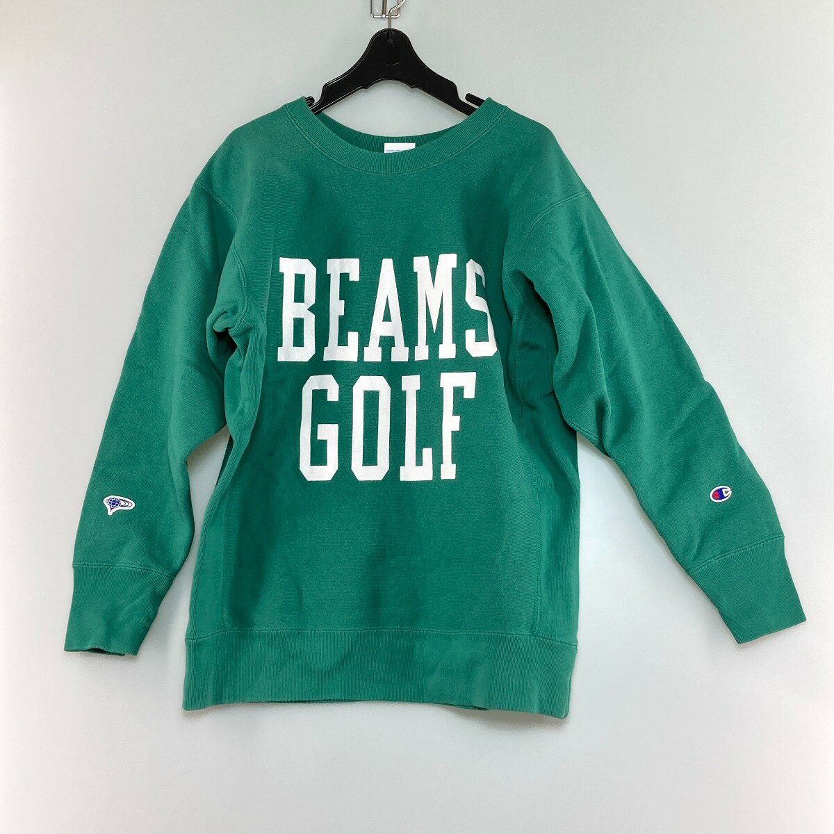 ◎◎【中古】CHAMPION × BEAMS GOLF スウェットシャツ Mサイズ グリーン Bランク